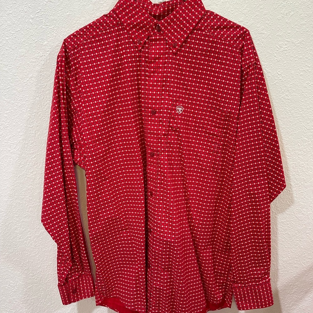Ariat Red and White Casual Button Down Shirt